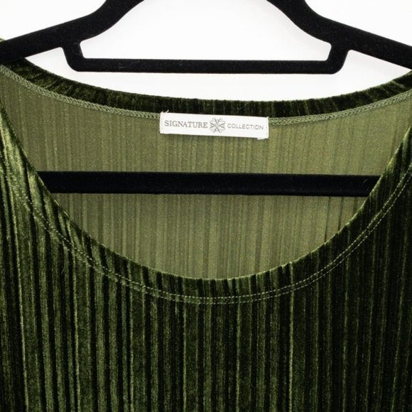 VINTAGE Green Velvet Ribbed Short Sleeve Top - Picture 4 of 7
